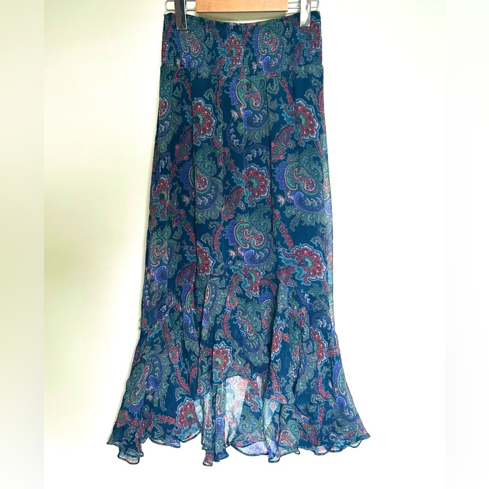 Anthropologie Vanessa Virginia Silk Paisley Skirt Size 2 midi pattern print - Picture 9 of 12